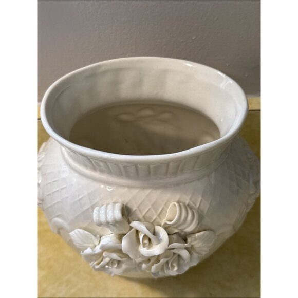 Vintage Bisque Porcelain Vase Sculpted 3D Raised Flower Pattern 6.25'' Tall - Picture 3 of 5